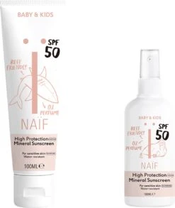 Naïf Zonnebrandcrème SPF50 Parfumvrij & Zonnebrand Spray SPF50 Parfumvrij – Voordeelverpakking - Baby En Kind - 100ml - Met Natuurlijke Ingrediënten