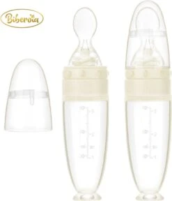 Biberoia® Knijpfles Met Lepel – Baby / Kinderbestek - Kraamcadeau – Babyshower – Wit -Bekend Babyproducten Winkel 1029x1200 1