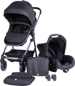 Puck Stroller 3 In 1 Max Zwart Met Frame Antra Incl Autostoel/Adapter/Mamabag -Bekend Babyproducten Winkel 1039x1200