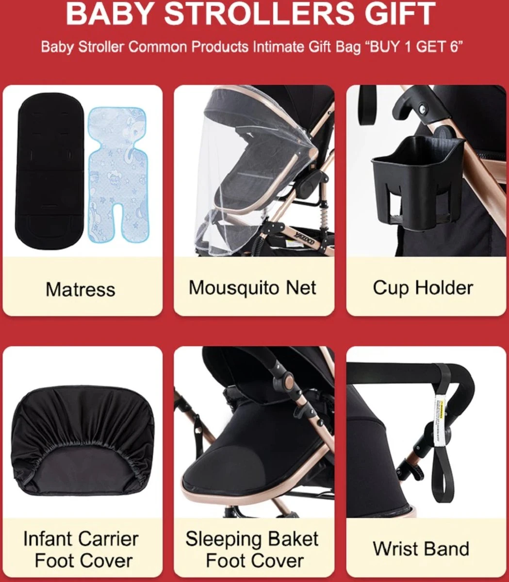 Luxe Kinderwagen 3 In 1 - Wandelwagen - Kinderwagen 3-in-1 Incl Autostoel - Kinderwagen Maxi Cosi – Buggy 3 In 1 - Newborn - Zwart/goud 7 Luxe Kinderwagen 3 In 1 - Wandelwagen - Kinderwagen 3-in-1 Incl Autostoel - Kinderwagen Maxi Cosi – Buggy 3 In 1 - Newborn - Zwart/goud - Afbeelding 5