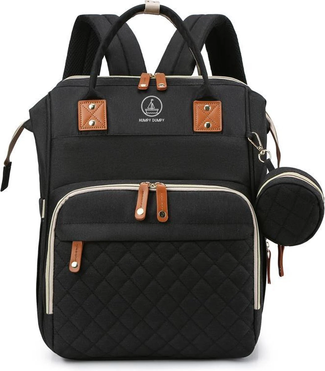 Humpy Dumpy Stijlvolle Luiertas Rugzak (Zwart) Met Uitschuifbaar Verschoon/ Slaap Bedje. Incl. Verschoon Matje, USB Poort & Buggy Straps 8 Humpy Dumpy Stijlvolle Luiertas Rugzak (Zwart) Met Uitschuifbaar Verschoon/ Slaap Bedje. Incl. Verschoon Matje, USB Poort & Buggy Straps - Afbeelding 6