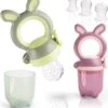 2 Fruit Teats Baby Bunny + 6 Siliconen Spenen In 3 Maten + 1 Baby Tandenborstel - BPA-vrije Fopspeen Voor Fruit Groente Pap Babyvoeding (2-Pack+Tandenborstel) -Bekend Babyproducten Winkel 1081x1200