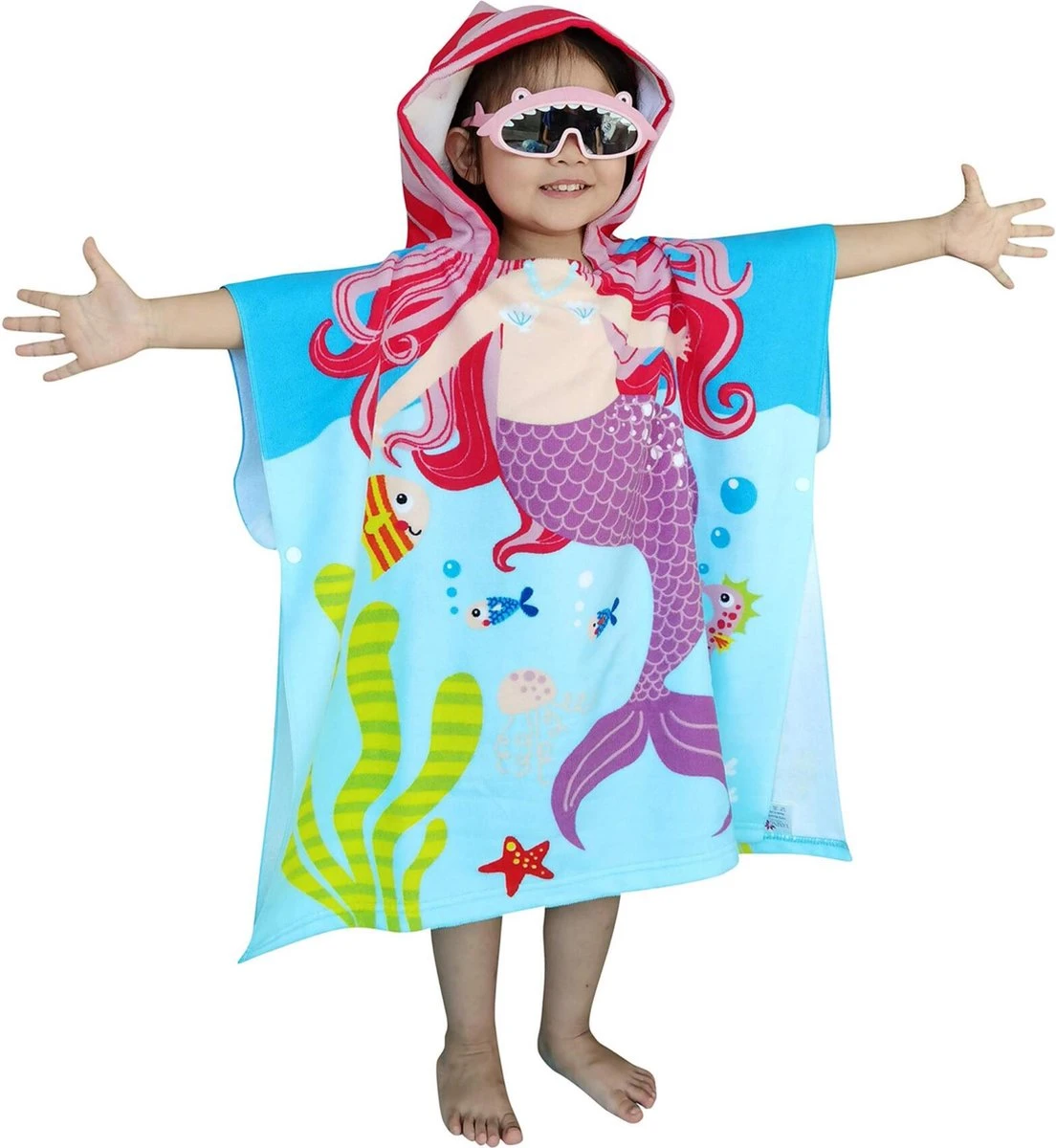 JAXY Badcape Baby - Badcape - Baby Badjas - Omslagdoek - Omslagdoek - Baby Handdoek Met Capuchon - Strandhanddoek - Badponcho - Poncho Handdoek - Microfiber - 60x90cm - Paarse Zeemeermin 3 JAXY Badcape Baby - Badcape - Baby Badjas - Omslagdoek - Omslagdoek - Baby Handdoek Met Capuchon - Strandhanddoek - Badponcho - Poncho Handdoek - Microfiber - 60x90cm - Paarse Zeemeermin