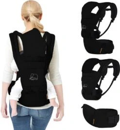 Deryan Pack Luxe Ergonomische Draagzak - Babydrager + Opbergvakjes - Zwart -Bekend Babyproducten Winkel 1105x1200 1