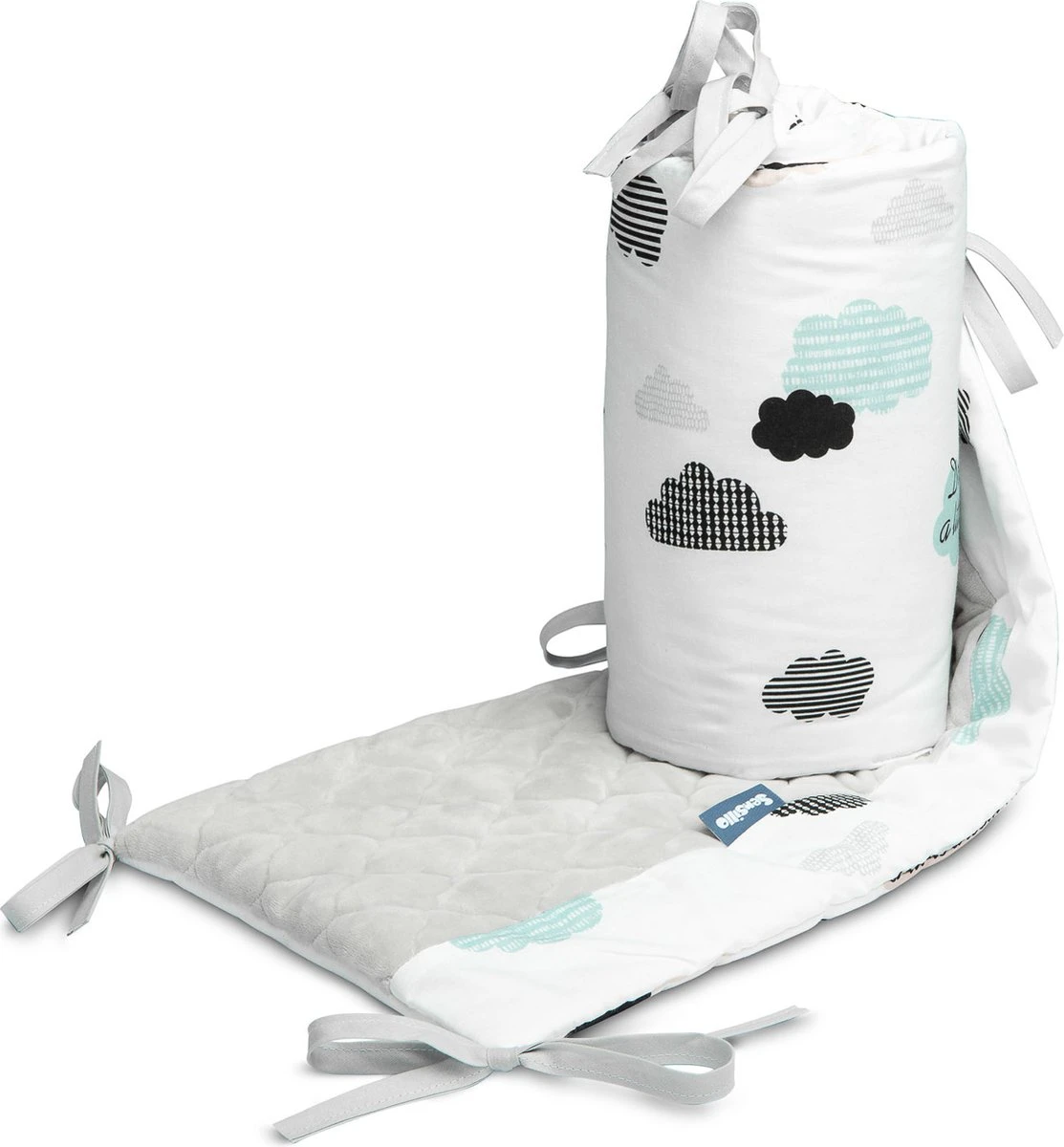 Sensillo Baby Bedbumper - Bedomrander - Anti Stootrand Ledikant - Bed Zijbeschermers - 180x30cm - Grijze Wolkjes 9 Sensillo Baby Bedbumper - Bedomrander - Anti Stootrand Ledikant - Bed Zijbeschermers - 180x30cm - Grijze Wolkjes - Afbeelding 7