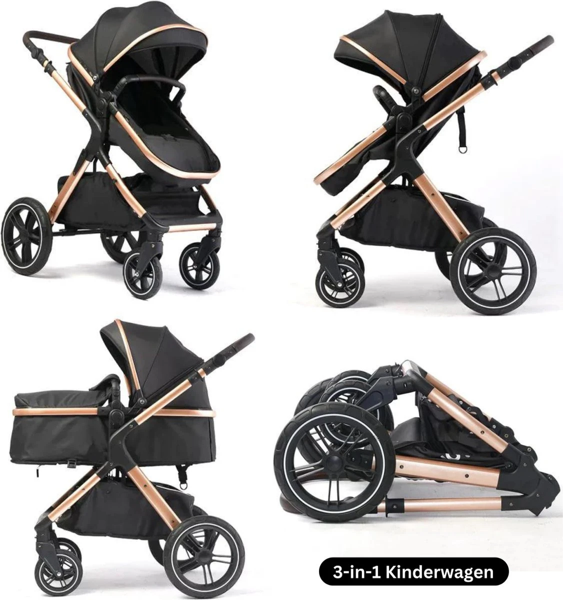 Merkloos BrightWise Luxe Kinderwagen 3 In 1 Van Voldoet Aan Alle Europese Veiligheidscertificaten - Wandelwagen - Kinderwagen 3-in-1 Incl Autostoel - Kinderwagen Maxi Cosi – Buggy 3 In 1 - Newborn - Zwart 10 Merkloos BrightWise Luxe Kinderwagen 3 In 1 Van Voldoet Aan Alle Europese Veiligheidscertificaten - Wandelwagen - Kinderwagen 3-in-1 Incl Autostoel - Kinderwagen Maxi Cosi – Buggy 3 In 1 - Newborn - Zwart - Afbeelding 8