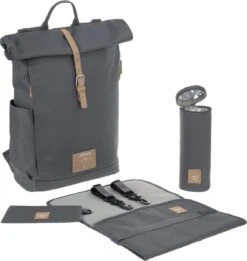 LÄSSIG Luiertas Rolltop Backpack Rugzak Incl Verschoningsmatje Antraciet -Bekend Babyproducten Winkel 1137x1200 6