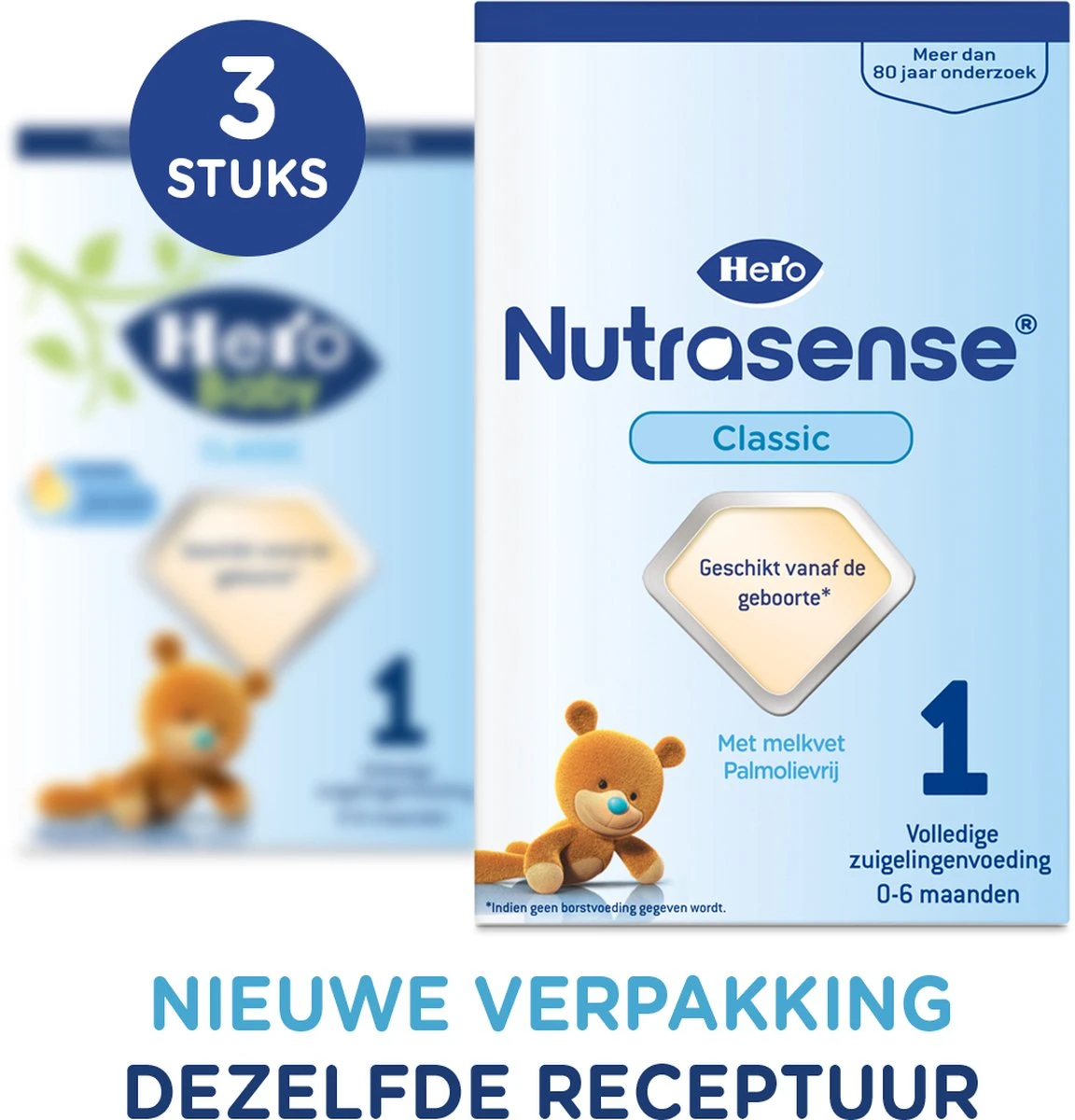 Hero Nutrasense Zuigelingenvoeding Classic 1 (0-6 Maanden) - Flesvoeding - Met Melkvet - Palmolie Vrij - 3 X 700gr (Voorheen Hero Baby Classic 1) 3 Hero Nutrasense Zuigelingenvoeding Classic 1 (0-6 Maanden) - Flesvoeding - Met Melkvet - Palmolie Vrij - 3 X 700gr (Voorheen Hero Baby Classic 1)