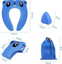 Merkloos Panda Toiletbril - Opvouwbaar In Opbergtasje - Voor Kinderen - WC Bril Verkleinen - Zindelijkheidstraining - Blauw -Bekend Babyproducten Winkel 1158x1200 5