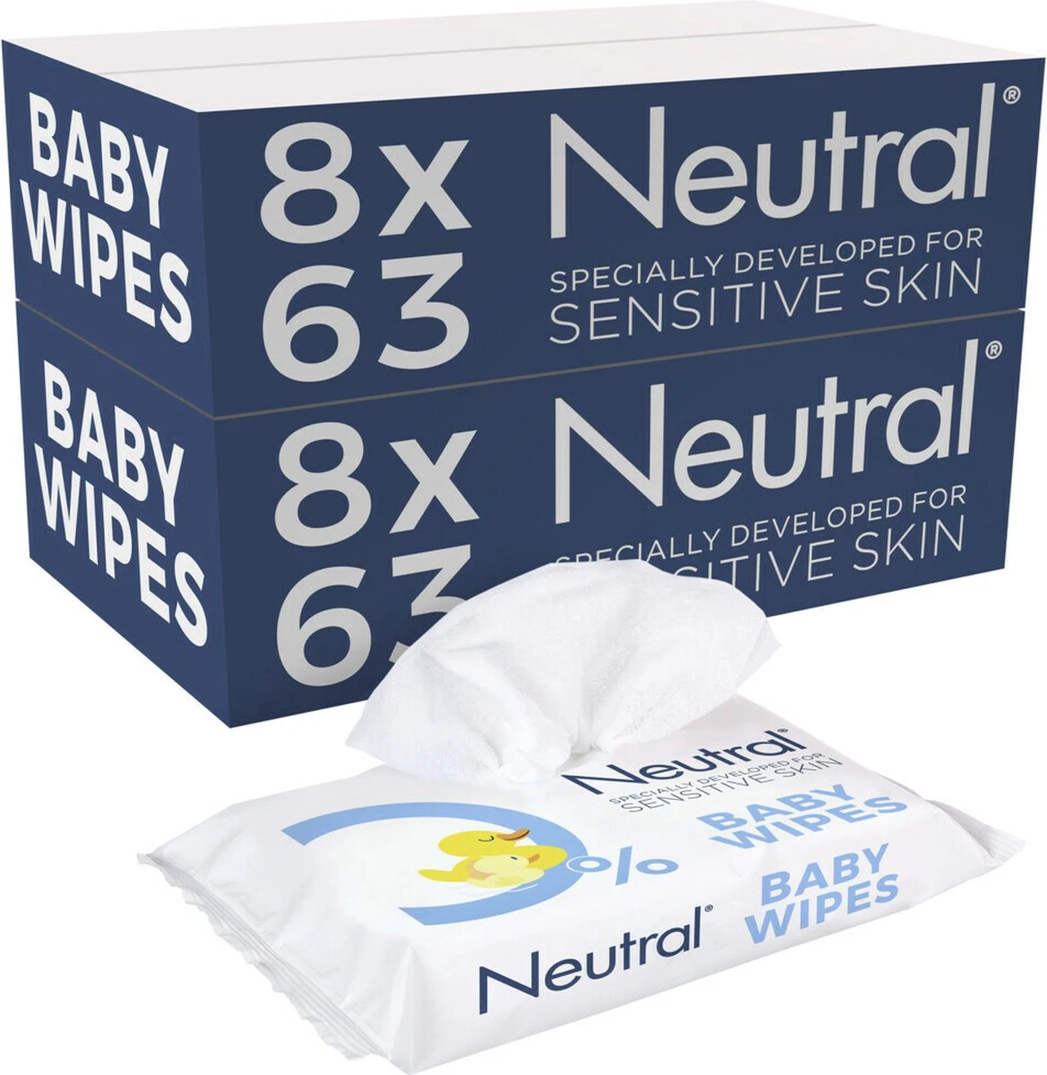 Neutral - Baby Billendoekjes - 16 X 63 Stuks - 0% Parfum 3 Neutral - Baby Billendoekjes - 16 X 63 Stuks - 0% Parfum