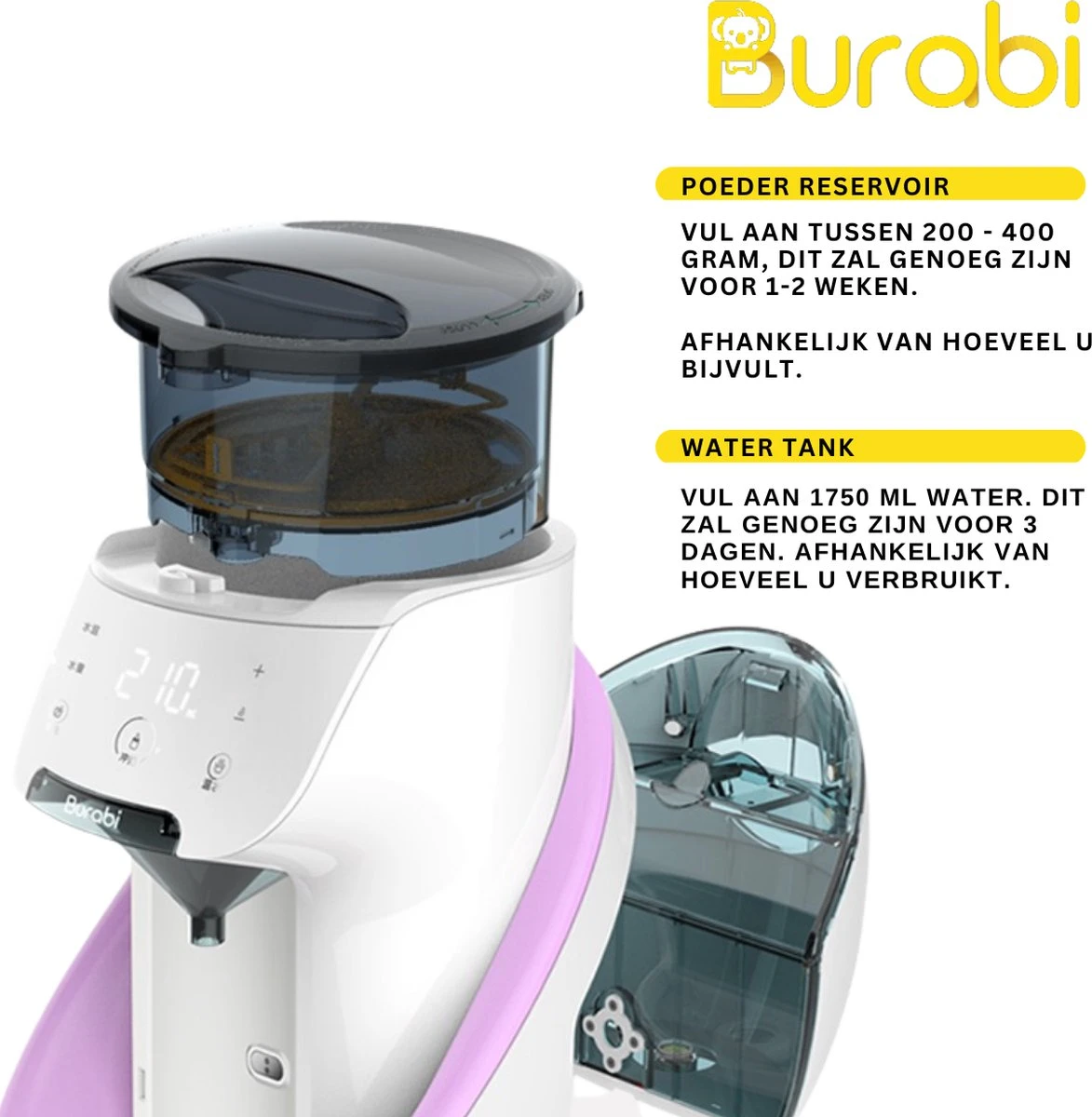 BURABI Automatische Baby Fles Maker | Fles Voeding Apparaat | Baby Senseo | Met App | Baby Verzorging | Baby Melk | Fles Bereiding | Babymelk | Baby Voeding 9 BURABI Automatische Baby Fles Maker | Fles Voeding Apparaat | Baby Senseo | Met App | Baby Verzorging | Baby Melk | Fles Bereiding | Babymelk | Baby Voeding - Afbeelding 7