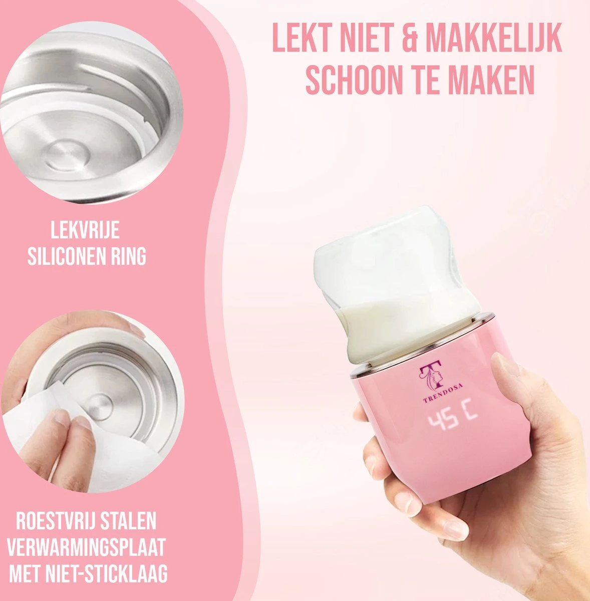 Trendosa Flessenwarmer Set - Draagbare Baby Flessenwarmer Voor Onderweg- Incl Speendoosje - Roze 9 Trendosa Flessenwarmer Set - Draagbare Baby Flessenwarmer Voor Onderweg- Incl Speendoosje - Roze - Afbeelding 7
