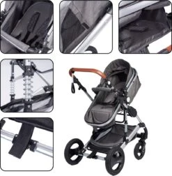 Bronea EXQUISE Luxe Multi-functionele Kinderwagen 3 In 1 | Zwart / Silver | Incl. MATRAS, Buggy, Autostoel, Luiertas, Regenhoes, Voetenwarmer, Muggen Net & Zonneklep 11 Bronea EXQUISE Luxe Multi-functionele Kinderwagen 3 In 1 | Zwart / Silver | Incl. MATRAS, Buggy, Autostoel, Luiertas, Regenhoes, Voetenwarmer, Muggen Net & Zonneklep -Bekend Babyproducten Winkel 1178x1200 6