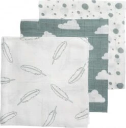 Meyco Clouds/Dots/Feathers Hydrofiele Doeken - 3-pack - Stone Green - 70x70cm -Bekend Babyproducten Winkel 1181x1200 8