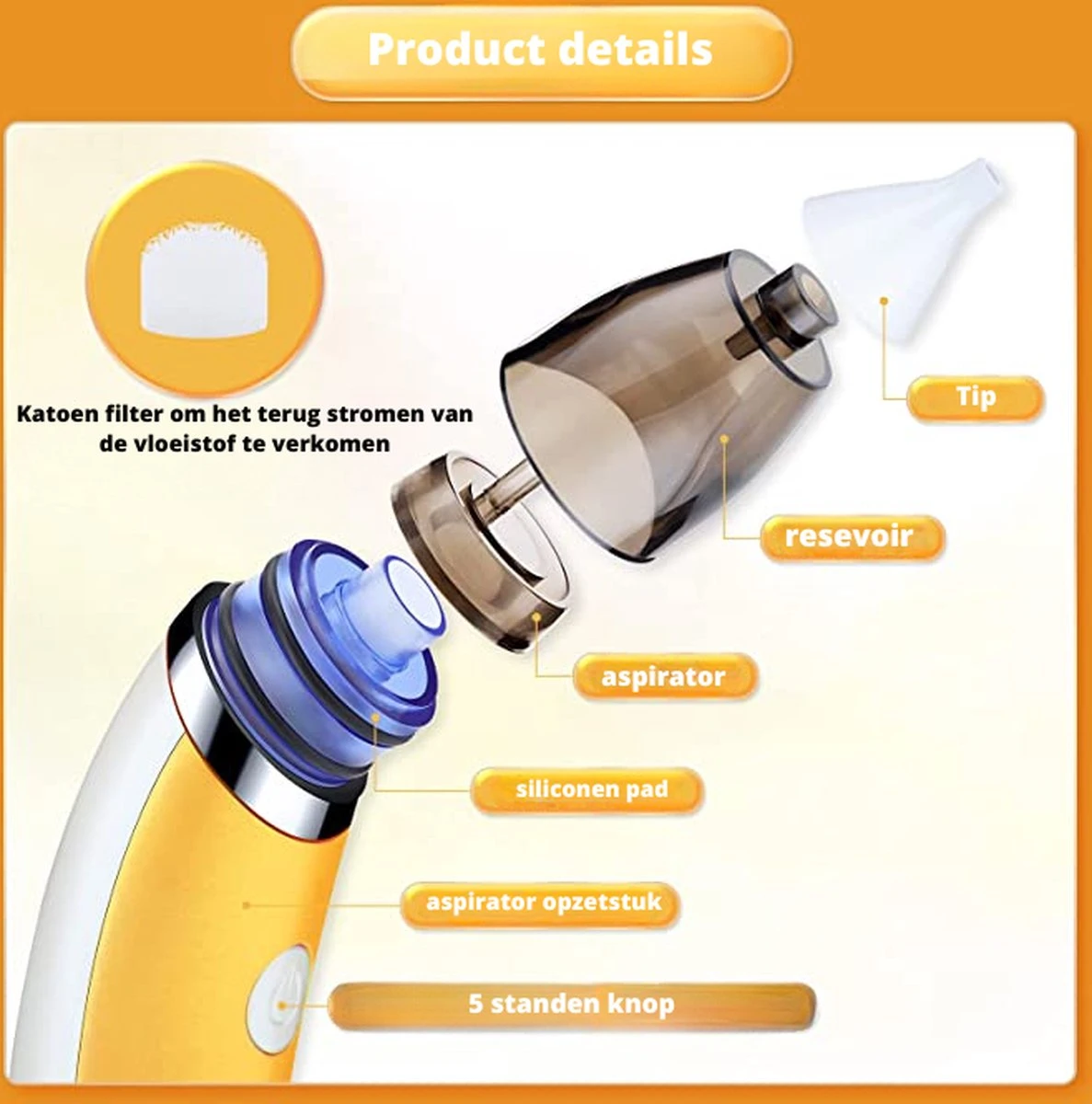 Premium Elektrische Oplaadbare Neus Reiniger Voor Baby En Kinderen - Inclusief Oplader, Handleiding En Batterijen - Hygiënische Neusreiniger - Baby Aspirator - Neuszuiger - Baby Neuspompje - Toetenveger - Baby Neusreiniger - Geel - Neusspoeler 7 Premium Elektrische Oplaadbare Neus Reiniger Voor Baby En Kinderen - Inclusief Oplader, Handleiding En Batterijen - Hygiënische Neusreiniger - Baby Aspirator - Neuszuiger - Baby Neuspompje - Toetenveger - Baby Neusreiniger - Geel - Neusspoeler - Afbeelding 5