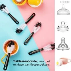 ESSIBLE Flessenborstel - Flessenrager - Schoonmaakborstel - Flessenreiniger - 5 Stuks - Kras- En BPA Vrij - Geschikt Voor Alle Oppervlakken - Zwart -Bekend Babyproducten Winkel 1194x1200 3