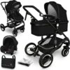 KIDUKU- 3 In 1 Combi-kinderwagen- Zwart- Buggy Incl. Autostoeltje-regenhoes- Inklapbaar