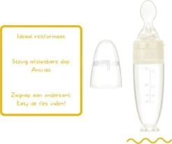 Biberoia® Knijpfles Met Lepel – Baby / Kinderbestek - Kraamcadeau – Babyshower – Wit -Bekend Babyproducten Winkel 1200x1003