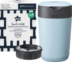 Tommee Tippee Milieuvriendelijke Twist & Click Luieremmer - Met 1 Navulcassette - Blauw -Bekend Babyproducten Winkel 1200x1039 2