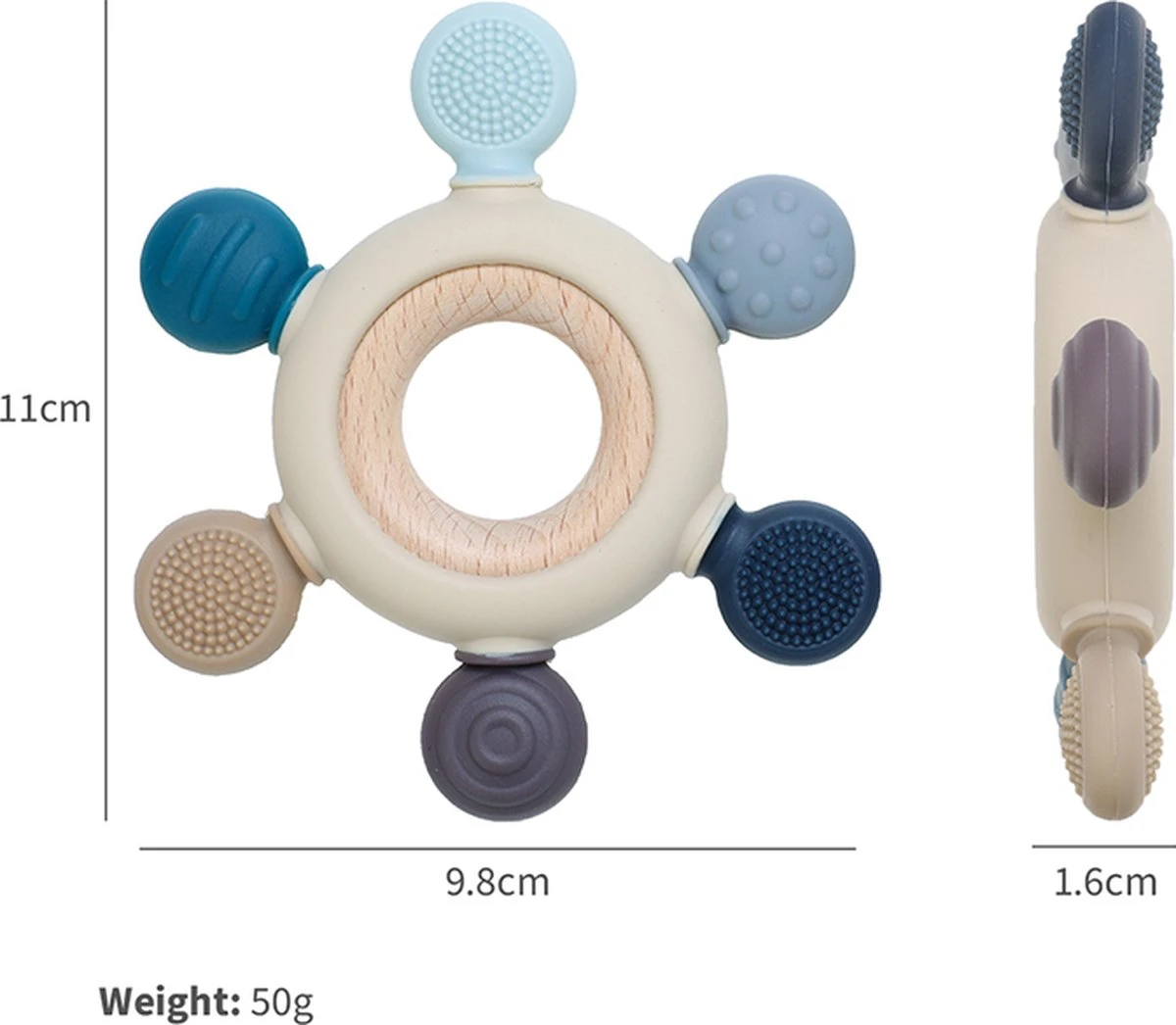 Merkloos Bijtring - Bijtspeelgoed - BPA Vrij - Siliconen - Baby Speelgoed - Blauw 4 Merkloos Bijtring - Bijtspeelgoed - BPA Vrij - Siliconen - Baby Speelgoed - Blauw - Afbeelding 2