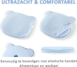 SIMIA™ Ergonomisch Babykussen Met Afneembare Hoes - Tegen Plat Achterhoofd - Hoofdkussen - Traagschuim Kussen - Memory Foam - Baby Steunkussen - Kraamcadeau - Blauw -Bekend Babyproducten Winkel 1200x1051 9