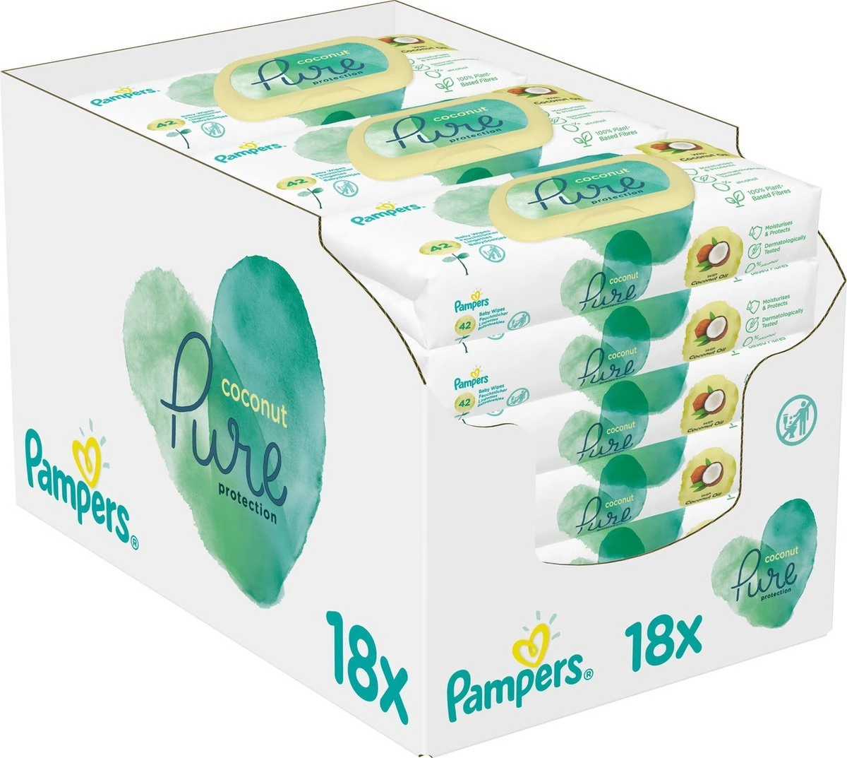 Pampers® Pampers Pure Coconut Babydoekjes - 18pakjes Van 42 Doekjes =756 Babydoekjes 3 Pampers® Pampers Pure Coconut Babydoekjes - 18pakjes Van 42 Doekjes =756 Babydoekjes