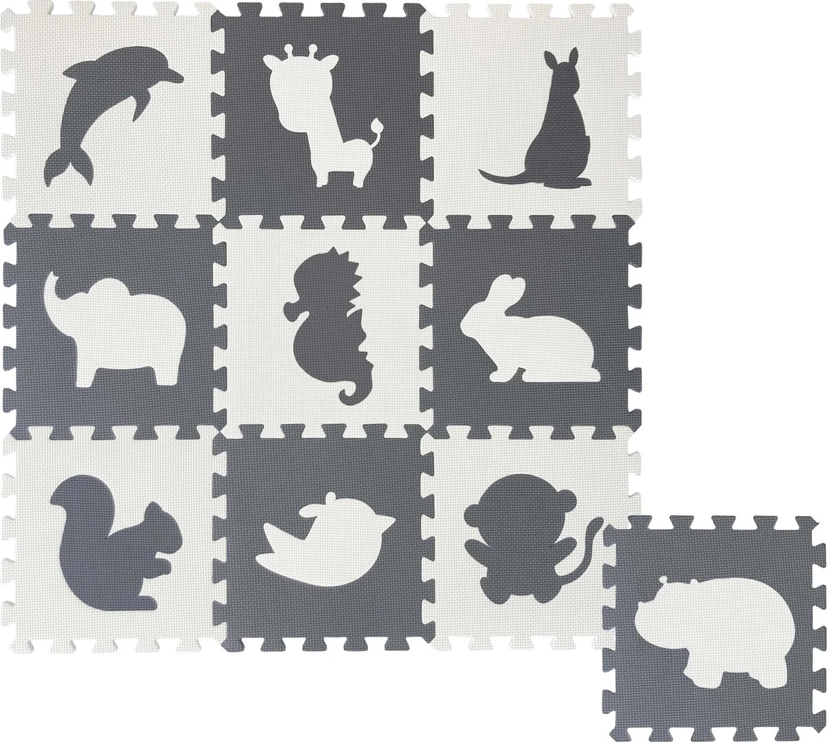 Merkloos Dieren Foam Puzzel Speelmat - 10 Speelmatten - Uitneembare Figuren - Grijs - Wit - Puzzelmat 90x90x1cm 3 Merkloos Dieren Foam Puzzel Speelmat - 10 Speelmatten - Uitneembare Figuren - Grijs - Wit - Puzzelmat 90x90x1cm