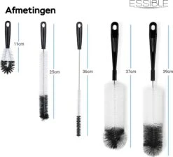 ESSIBLE Flessenborstel - Flessenrager - Schoonmaakborstel - Flessenreiniger - 5 Stuks - Kras- En BPA Vrij - Geschikt Voor Alle Oppervlakken - Zwart -Bekend Babyproducten Winkel 1200x1090 1