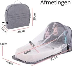 Campingbedje - Camping Bed - Compact Camping Bedje - Baby Nestje - Inclusief Klamboe - Baby Tentje - Grijs - Luxe Campingbedje -Bekend Babyproducten Winkel 1200x1100 3