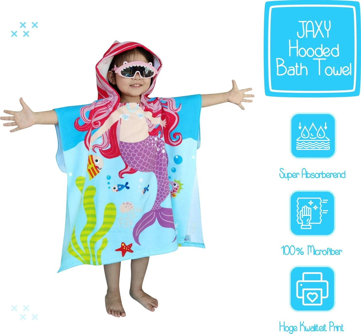 JAXY Badcape Baby - Badcape - Baby Badjas - Omslagdoek - Omslagdoek - Baby Handdoek Met Capuchon - Strandhanddoek - Badponcho - Poncho Handdoek - Microfiber - 60x90cm - Paarse Zeemeermin 5 JAXY Badcape Baby - Badcape - Baby Badjas - Omslagdoek - Omslagdoek - Baby Handdoek Met Capuchon - Strandhanddoek - Badponcho - Poncho Handdoek - Microfiber - 60x90cm - Paarse Zeemeermin - Afbeelding 3