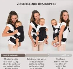 Fillikid Draagzak/Doek - 4 In 1 Ergonomische Buikdrager En Rugdrager - Zwart -Bekend Babyproducten Winkel 1200x1131 3