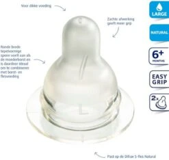 Difrax Flessenspeen Natural - Maat Large - 2 Stuks -Bekend Babyproducten Winkel 1200x1136