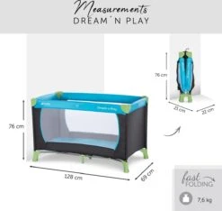 Hauck Dream N Play Campingbedje - Waterblue -Bekend Babyproducten Winkel 1200x1139 3