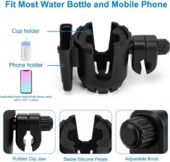 BOTC 2 In 1 Bekerhouders & Telefoonhouder - Cup Organizer Voor Kinderwagen, Fiets, Rolstoel, Walker - Zwart -Bekend Babyproducten Winkel 1200x1146 2