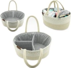 ADSafety - Luxe Katoenen Luiertas - Inclusief Uitneembare Organizer - Verzorgingstas - Opbergtas - Commode Mandje - Baby Spullen - Crème -Bekend Babyproducten Winkel 1200x1154 2