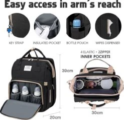 Merkloos Luiertas Rugzak - Luiertassen Met Babybed - Grote Luiertas Met Wieg - Luiertas Verzorgingstas Met Babybedje - Verzorgingsrugzak - Zwart -Bekend Babyproducten Winkel 1200x1155 3