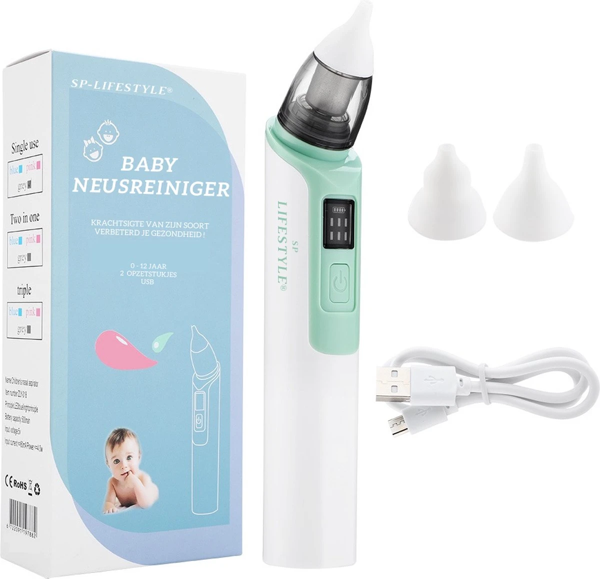 SP Lifestyle ® Neusreiniger Baby - Elektrische Neuszuiger Met USB - Snoetenpoetsers - Snotzuiger Baby - 6 Verschillende Standen 3 SP Lifestyle ® Neusreiniger Baby - Elektrische Neuszuiger Met USB - Snoetenpoetsers - Snotzuiger Baby - 6 Verschillende Standen