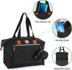 Brisby Slijtvaste Luiertas - Verzorgingstas Groot -Zwart - Inclusief Verschoonmatje - Isoleervakken - Fopspeen Houder - Makkelijk Te Bevestigen Aan De Kinderwagen -Bekend Babyproducten Winkel 1200x1165 3