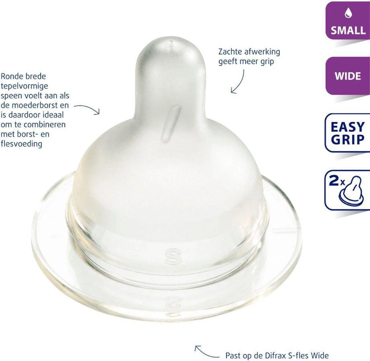 Difrax Flessenspeen Wide Voor Brede Babyflessen - Maat Small - 2 Stuks 10 Difrax Flessenspeen Wide Voor Brede Babyflessen - Maat Small - 2 Stuks - Afbeelding 8