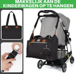Brisby Slijtvaste Luiertas - Verzorgingstas Groot -Zwart - Inclusief Verschoonmatje - Isoleervakken - Fopspeen Houder - Makkelijk Te Bevestigen Aan De Kinderwagen -Bekend Babyproducten Winkel 1200x1174 6