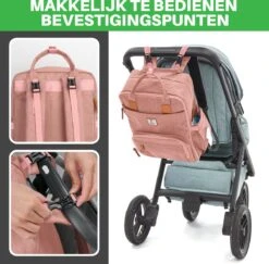Brisby Slijtvaste Luiertas – Verzorgingstas – Met Buggymontage - Roze -Bekend Babyproducten Winkel 1200x1181 4