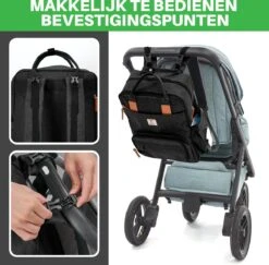 Brisby Slijtvaste Luiertas – Verzorgingstas – Met Buggymontage - Zwart -Bekend Babyproducten Winkel 1200x1181 5