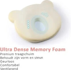 SIMIA™ Ergonomisch Babykussen Met Afneembare Hoes - Tegen Plat Achterhoofd - Hoofdkussen - Traagschuim Kussen - Memory Foam - Baby Steunkussen - Kraamcadeau - Roze -Bekend Babyproducten Winkel 1200x1182 10