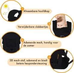 Deryan Pack Luxe Ergonomische Draagzak - Babydrager + Opbergvakjes - Zwart -Bekend Babyproducten Winkel 1200x1184 9