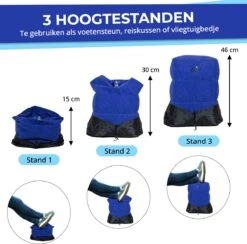 Merkloos Voetensteun - Vliegtuigbedje - Premium Quality - Reisbedje - 3 Hoogtestanden - Vliegtuig Kussen - Voetenbankje Of Poef - Met Opbergzakje & Pomp - Blauw -Bekend Babyproducten Winkel 1200x1187 13