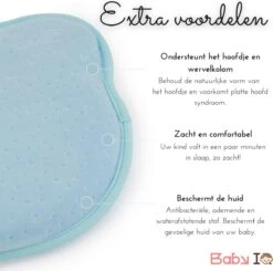Baby IQ Orthopedisch Baby Hoofdkussen – Traagschuim – Tegen Plat Achterhoofd – Baby Kussen Plat Hoofd - Kraamcadeau – Blauw – Incl Gratis Bandana Slabber -Bekend Babyproducten Winkel 1200x1188 11
