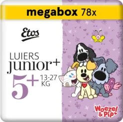 Etos Woezel & Pip Luiers Junior+ - Maat 5+ - 13- 27 Kg - Megabox - 78 Stuks