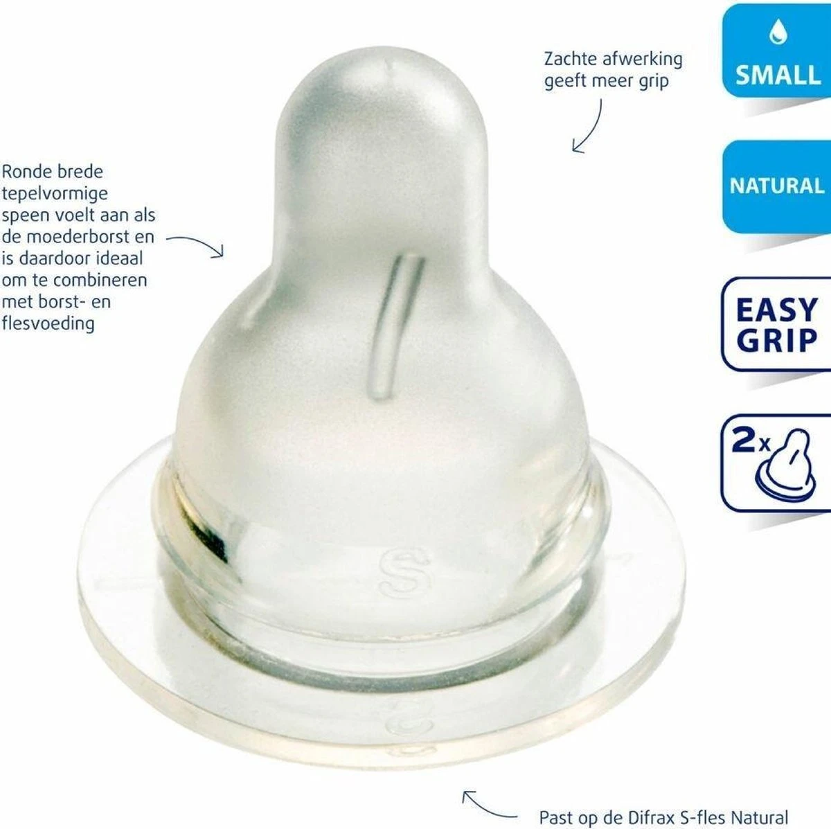 Difrax Flessenspeen Natural - Maat Small - 2 Stuks 4 Difrax Flessenspeen Natural - Maat Small - 2 Stuks - Afbeelding 2