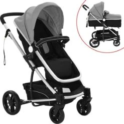 VidaXL Kinderwagen 2-in-1 Aluminium Grijs En Zwart -Bekend Babyproducten Winkel 1200x1197 9