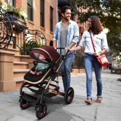 KIDUKU- 3 In 1 Combi-kinderwagen- Bordeaux- Zwart-goud- Buggy Incl. Autostoeltje-regenhoes- Inklapbaar -Bekend Babyproducten Winkel 1200x1200 1220